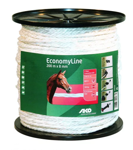 AKO EconomyLine elektrický ohradník vodič, biely, 3,87 ohm/m – 200 m x 6 mm