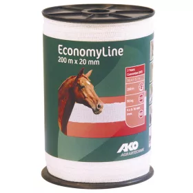   AKO Economyline elektrický ohradník – páska, biela - 200 m x 20 mm, 11 ohm/m, 90 kg