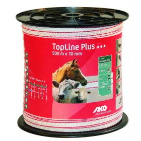   AKO TopLine Plus elektrický ohradníkový pás 500 m/10 mm biely/červený