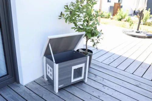 Zateplený domček pre mačky Eli ECO s dvierkami - 57x45x43 cm