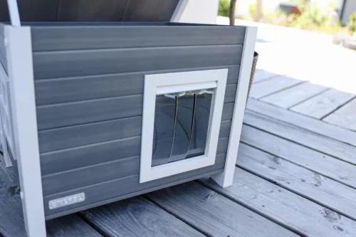 Zateplený domček pre mačky Eli ECO s dvierkami - 57x45x43 cm