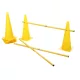 Agility skákacia súprava s tromi prekážkami, 6 kužeľmi, prekážková a slalomová dráha v jednom – žltá