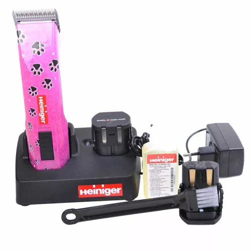 Strihací strojček Heiniger Saphir Pink s 2 batériami a strihacou hlavou