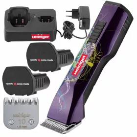   Strojček na strihanie zvierat Heiniger Saphir Style s 2 akumulátormi a 1 strihacou hlavicou SnapOn č. 10 – výdrž až 120 minút