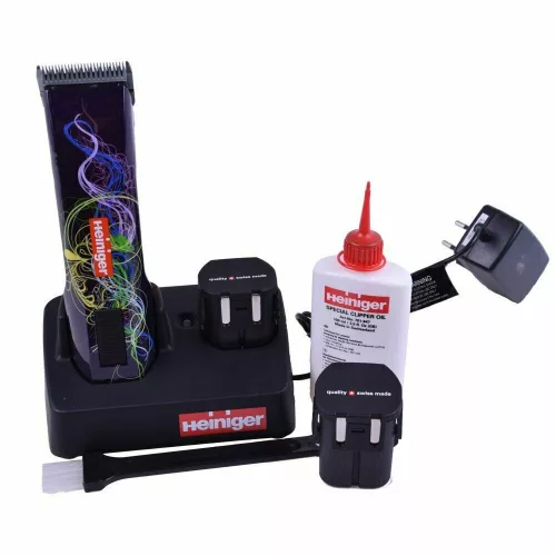 Strojček na strihanie zvierat Heiniger Saphir Style s 2 akumulátormi a 1 strihacou hlavicou SnapOn č. 10 – výdrž až 120 minút