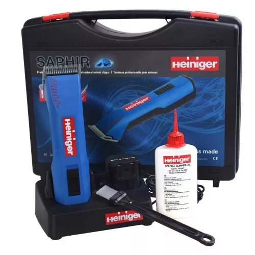 Akumulátorový strihací strojček Heiniger Saphir s 2 batériami, strihacou hlavou a puzdrom