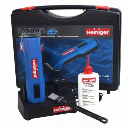 Strihací strojček Heiniger Saphir s 2 batériami a strihacou hlavou Snap-On 1,5 mm